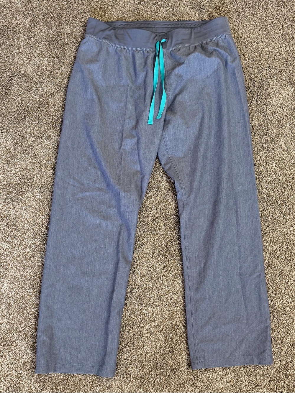 Figs Livingston Straight Leg Scrub Pants Gray  Teal Women’s Size Large Petite